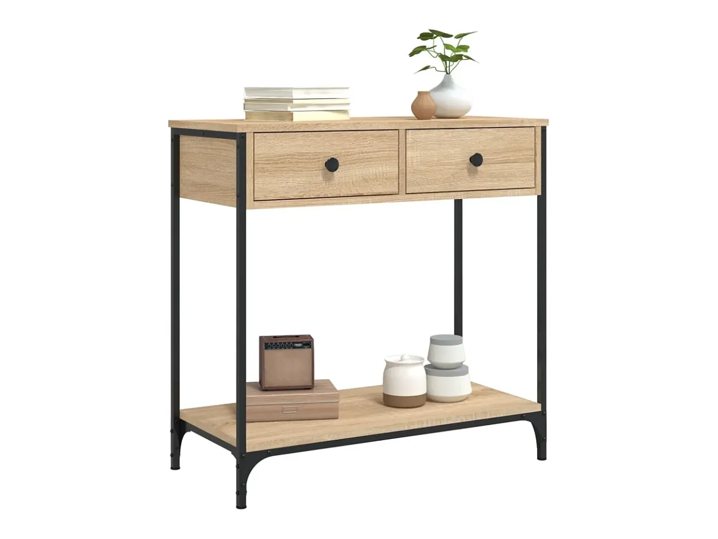 Mesa consola madera de ingeniería roble Sonoma 75x34,5x75 cm