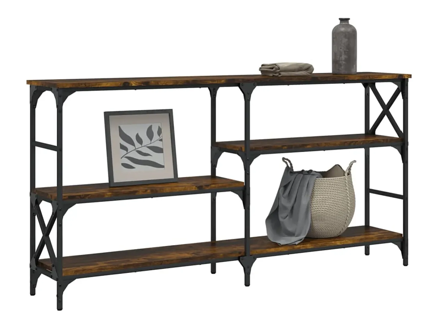 Mesa consola madera de ingeniería roble ahumado 150x29x76,5 cm