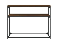 Mesa consola madera de ingeniería marrón roble 100x35,5x75 cm ES813773