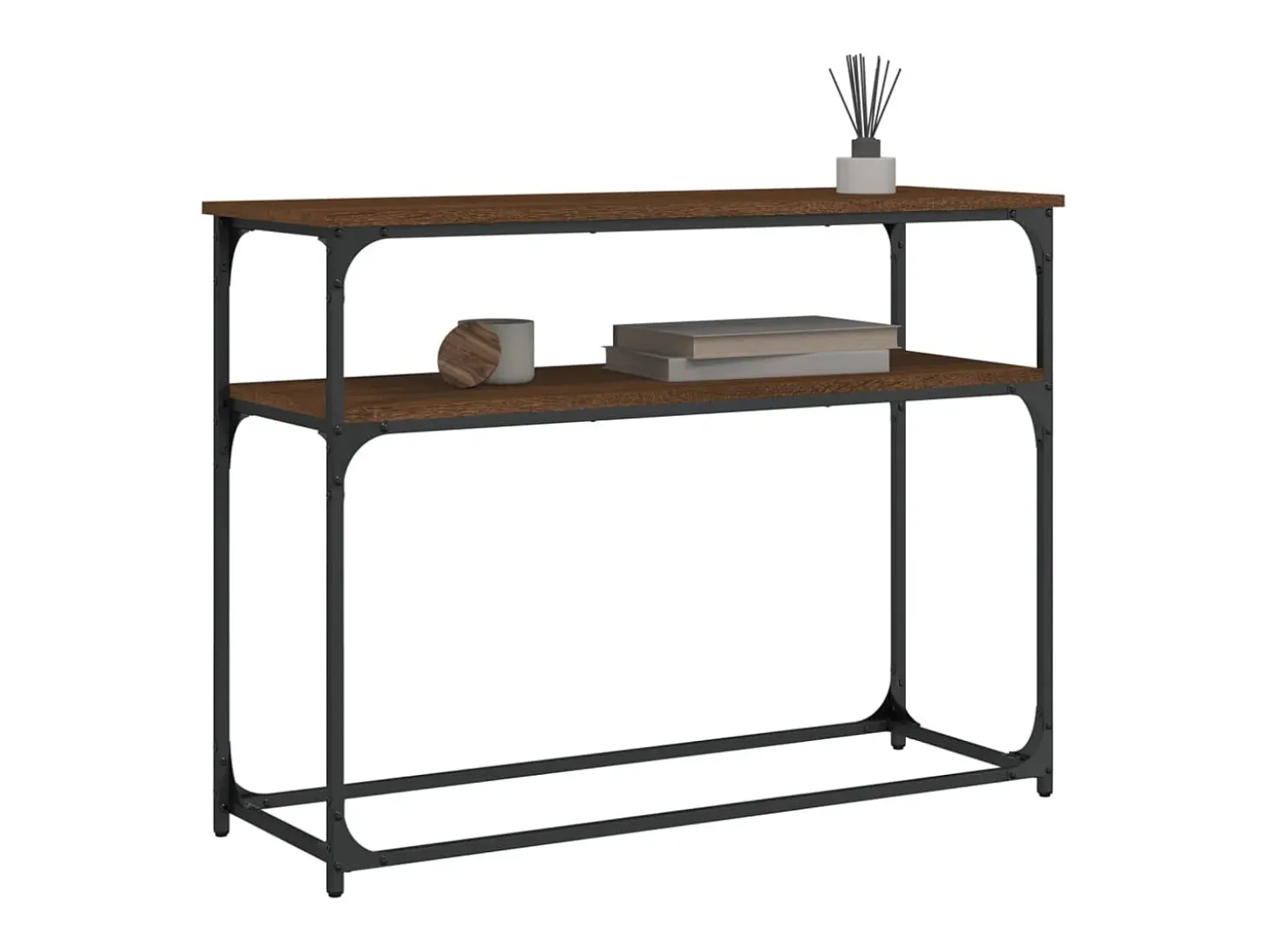 Mesa consola madera de ingeniería marrón roble 100x35,5x75 cm ES813773