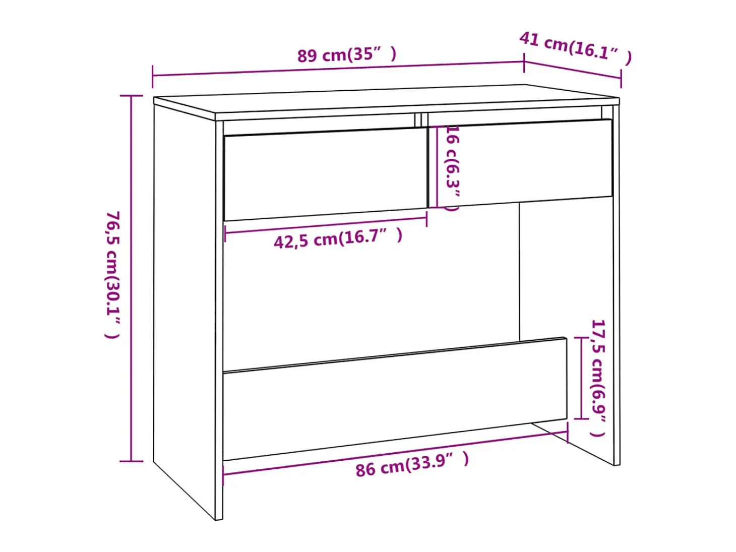 Mesa consola madera de ingeniería gris Sonoma 89x41x76,5 cm
