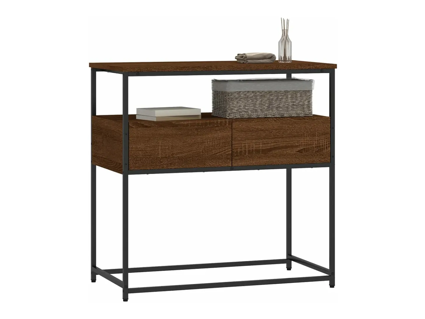 Mesa consola madera de ingeniería marrón roble 75x40x75 cm