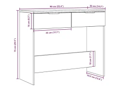 Mesa consola madera de ingeniería roble artesanal 90x36x75 cm