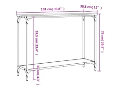 Mesa consola madera de ingeniería gris Sonoma 101x30,5x75 cm