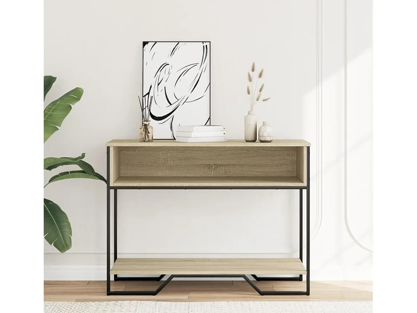 Mesa consola madera de ingeniería roble Sonoma 100x35x74,5 cm