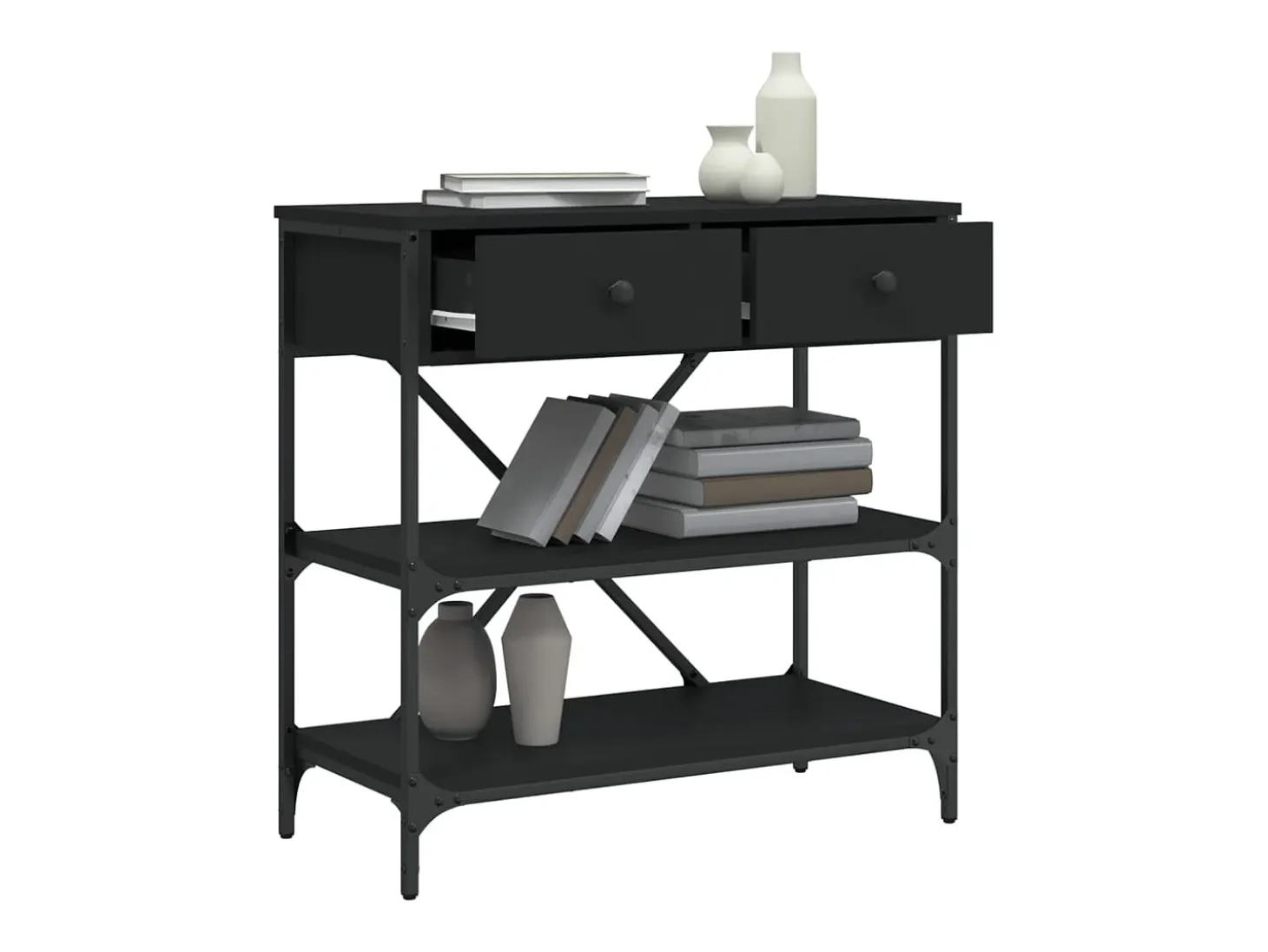 Mesa consola madera de ingeniería negro 75x34,5x75 cm