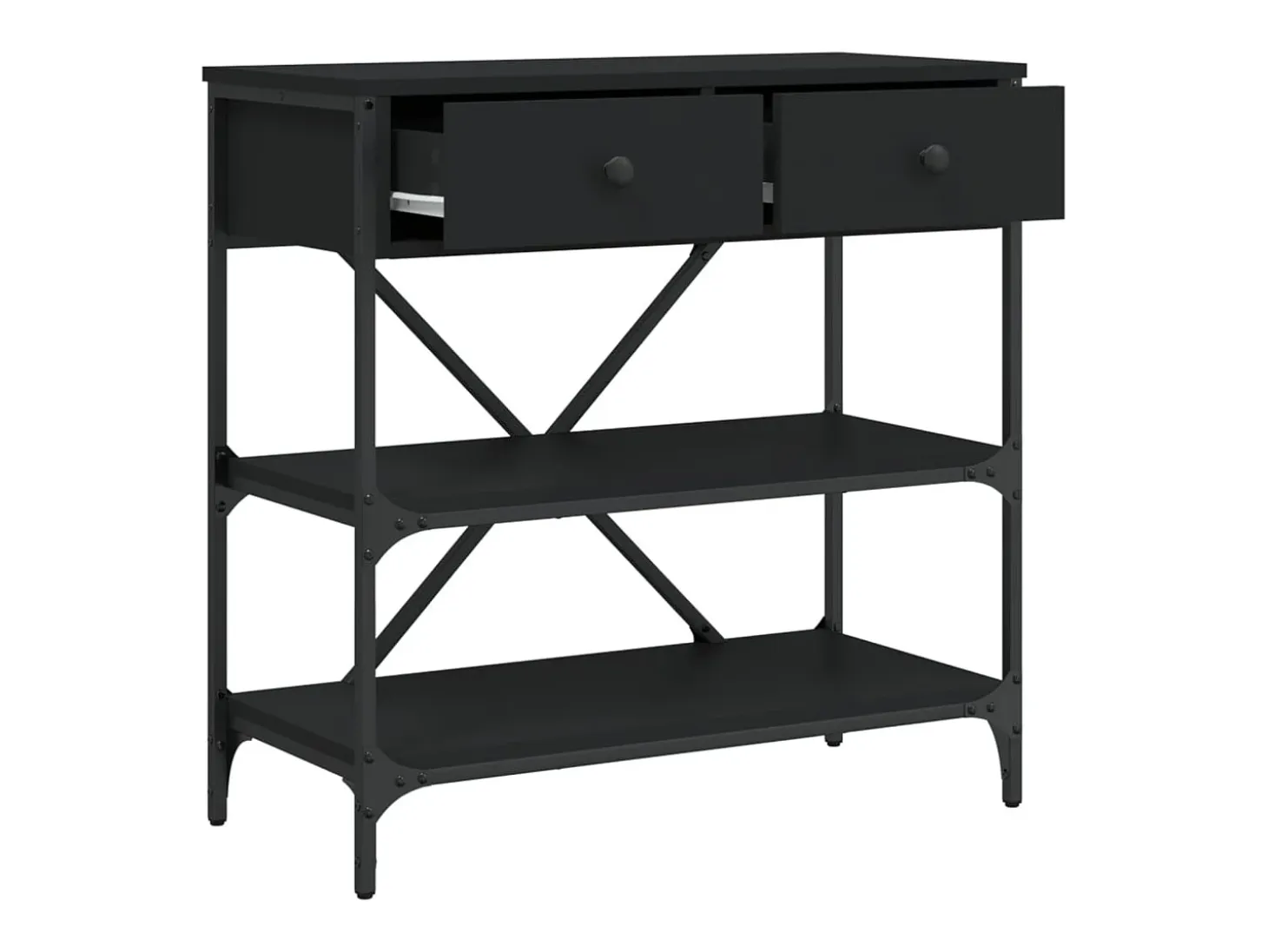 Mesa consola madera de ingeniería negro 75x34,5x75 cm
