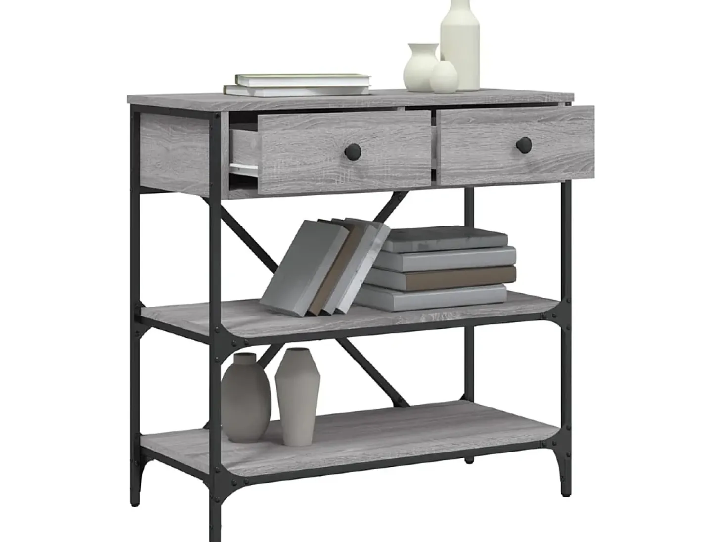 Mesa consola madera de ingeniería gris Sonoma 75x34,5x75 cm ES613034