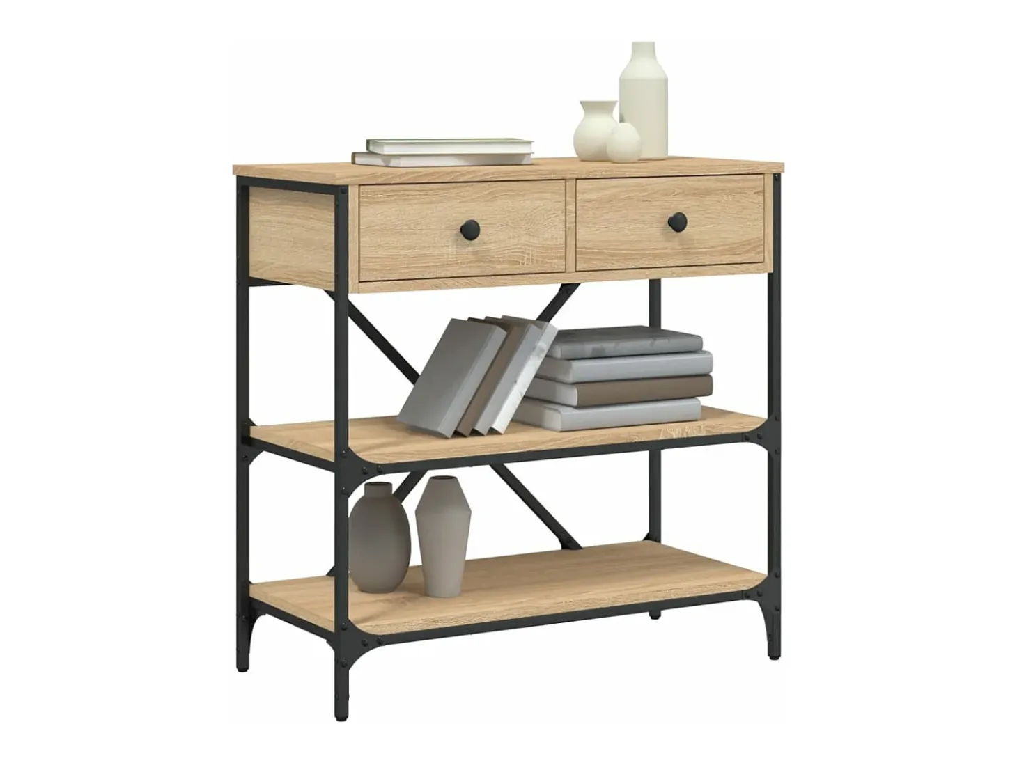 Mesa consola madera de ingeniería roble Sonoma 75x34,5x75 cm
