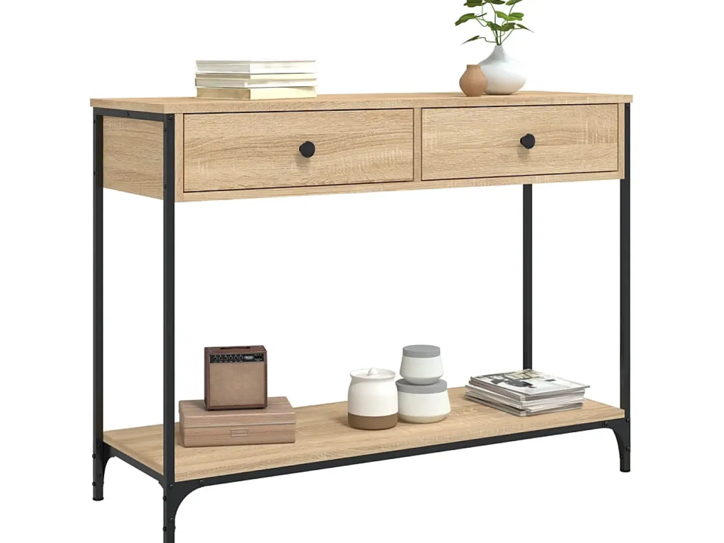 Mesa consola madera de ingeniería roble Sonoma 100x34,5x75 cm ES367641