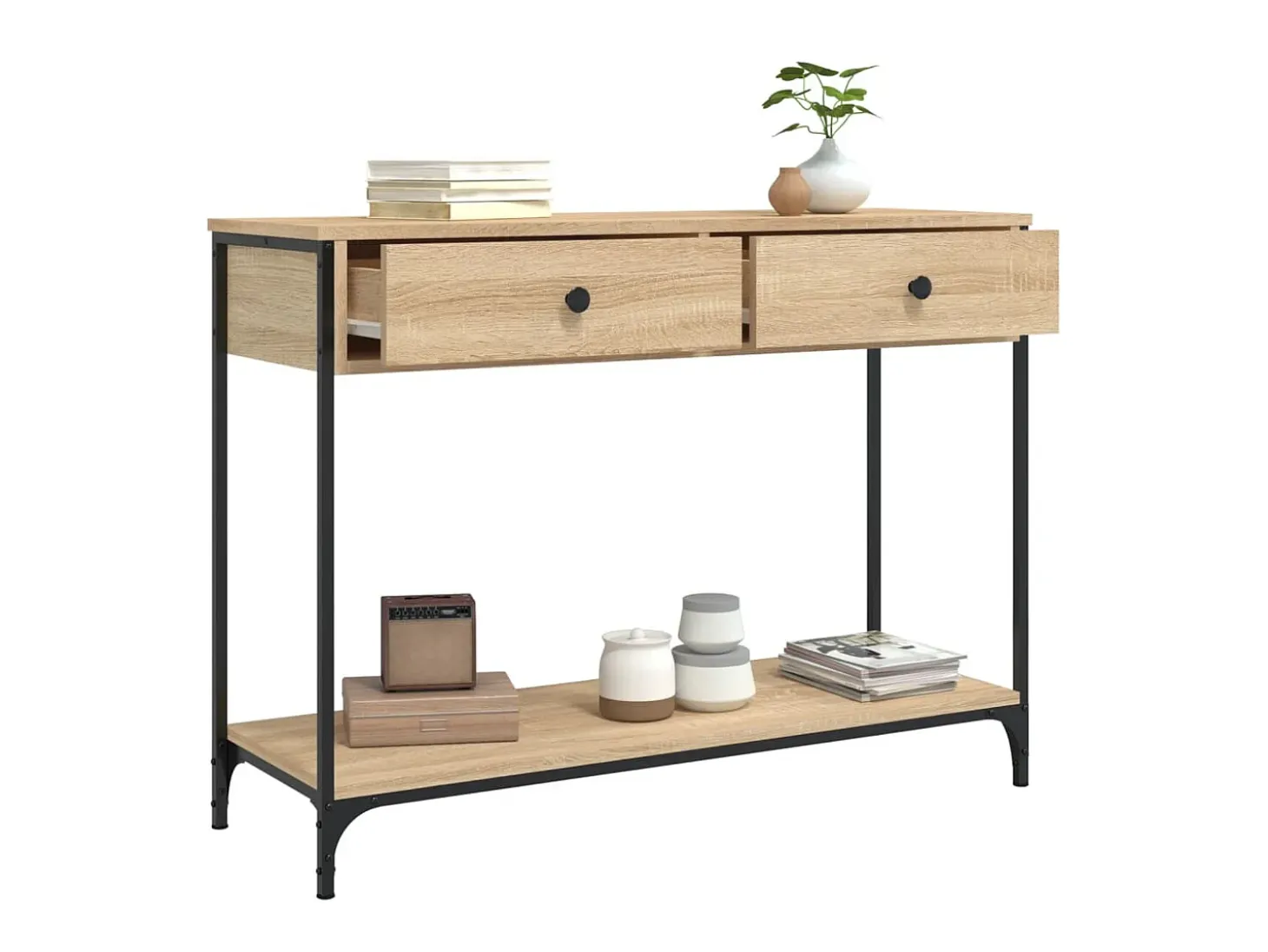 Mesa consola madera de ingeniería roble Sonoma 100x34,5x75 cm ES367641