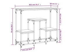 Mesa consola madera de ingeniería gris Sonoma 89,5x28x76 cm