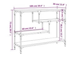 Mesa consola madera de ingeniería negra 100x30x75 cm