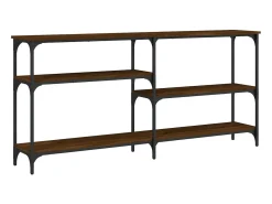 Mesa consola madera de ingeniería marrón roble 160x29x75 cm ES690875