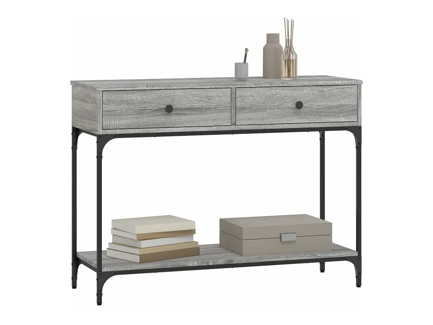 Mesa consola madera de ingeniería gris Sonoma 100x34,5x75 cm