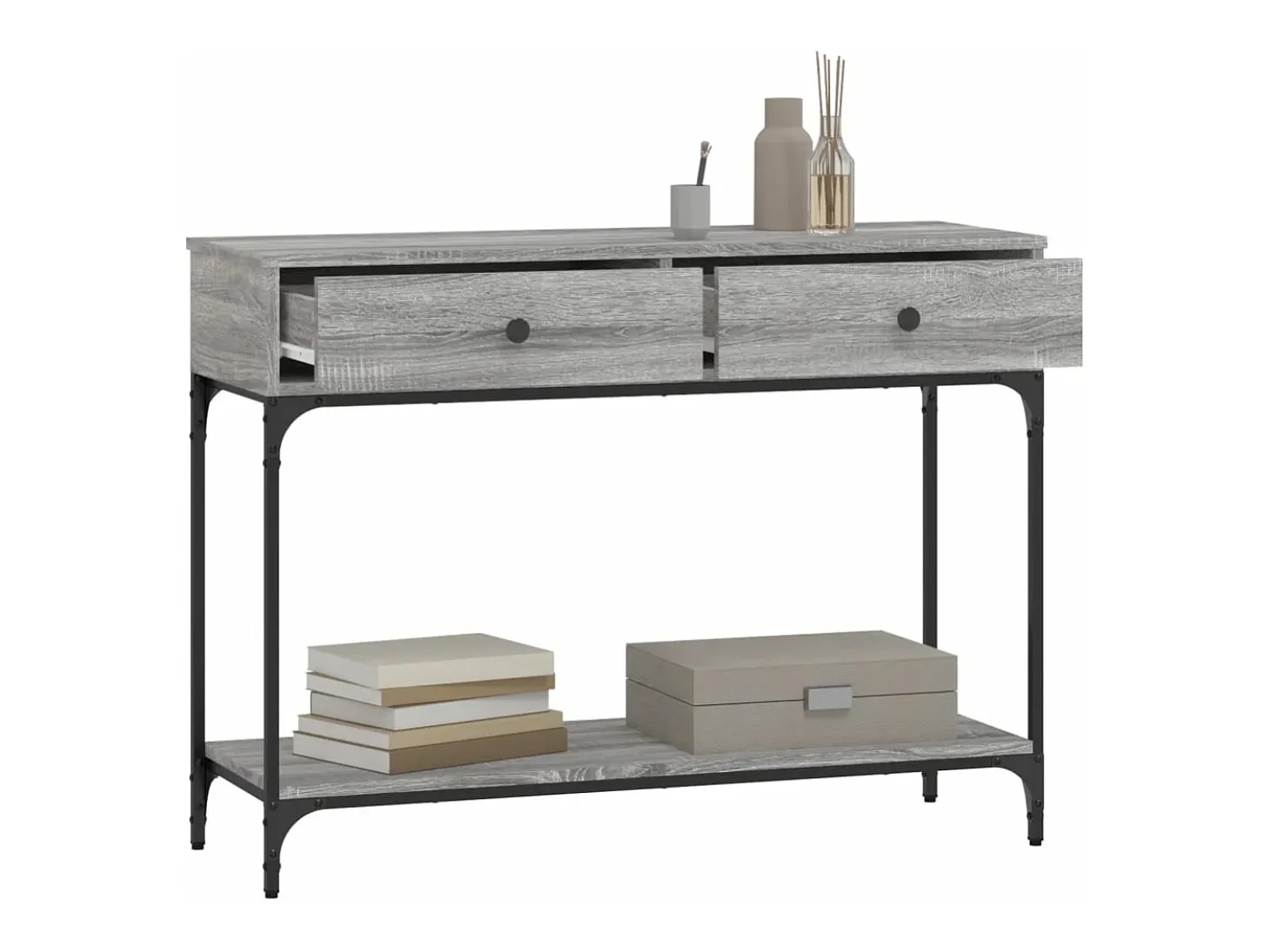 Mesa consola madera de ingeniería gris Sonoma 100x34,5x75 cm
