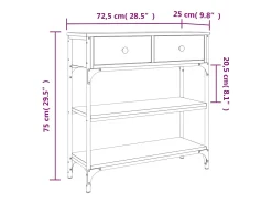 Mesa consola madera de ingeniería roble ahumado 72,5x25x75 cm