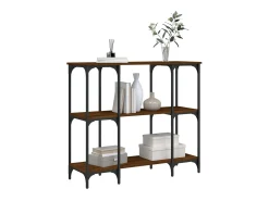 Mesa consola madera de ingeniería marrón roble 102x35x90 cm ES911358