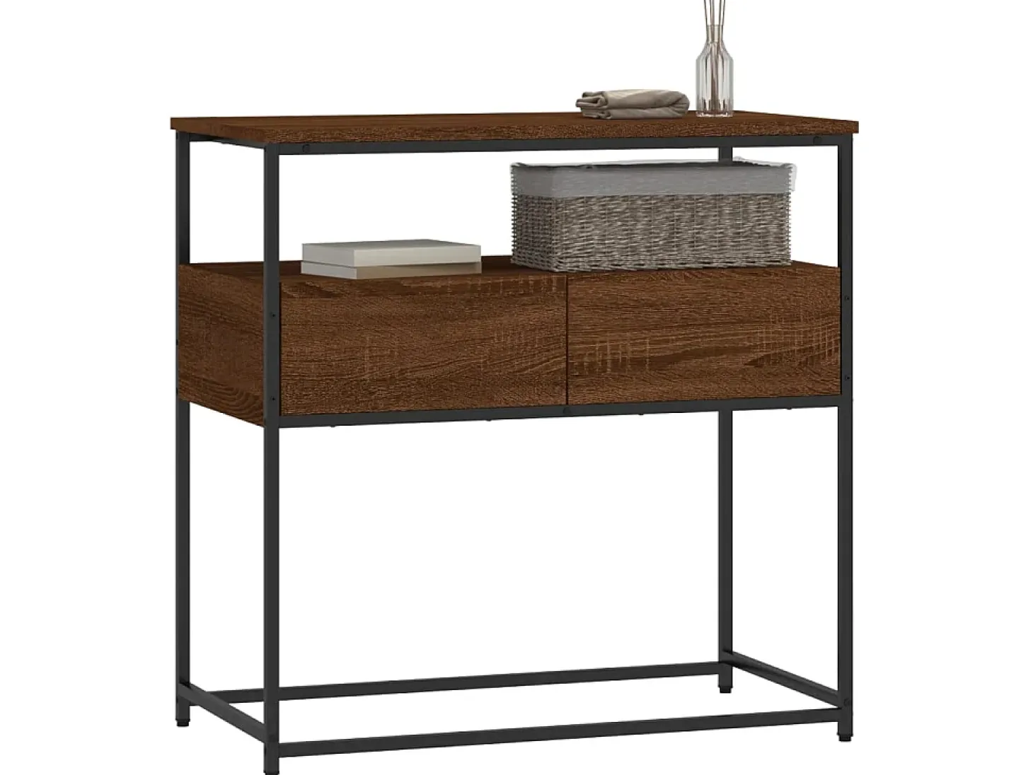 Mesa consola madera de ingeniería marrón roble 75x40x75 cm ES442125