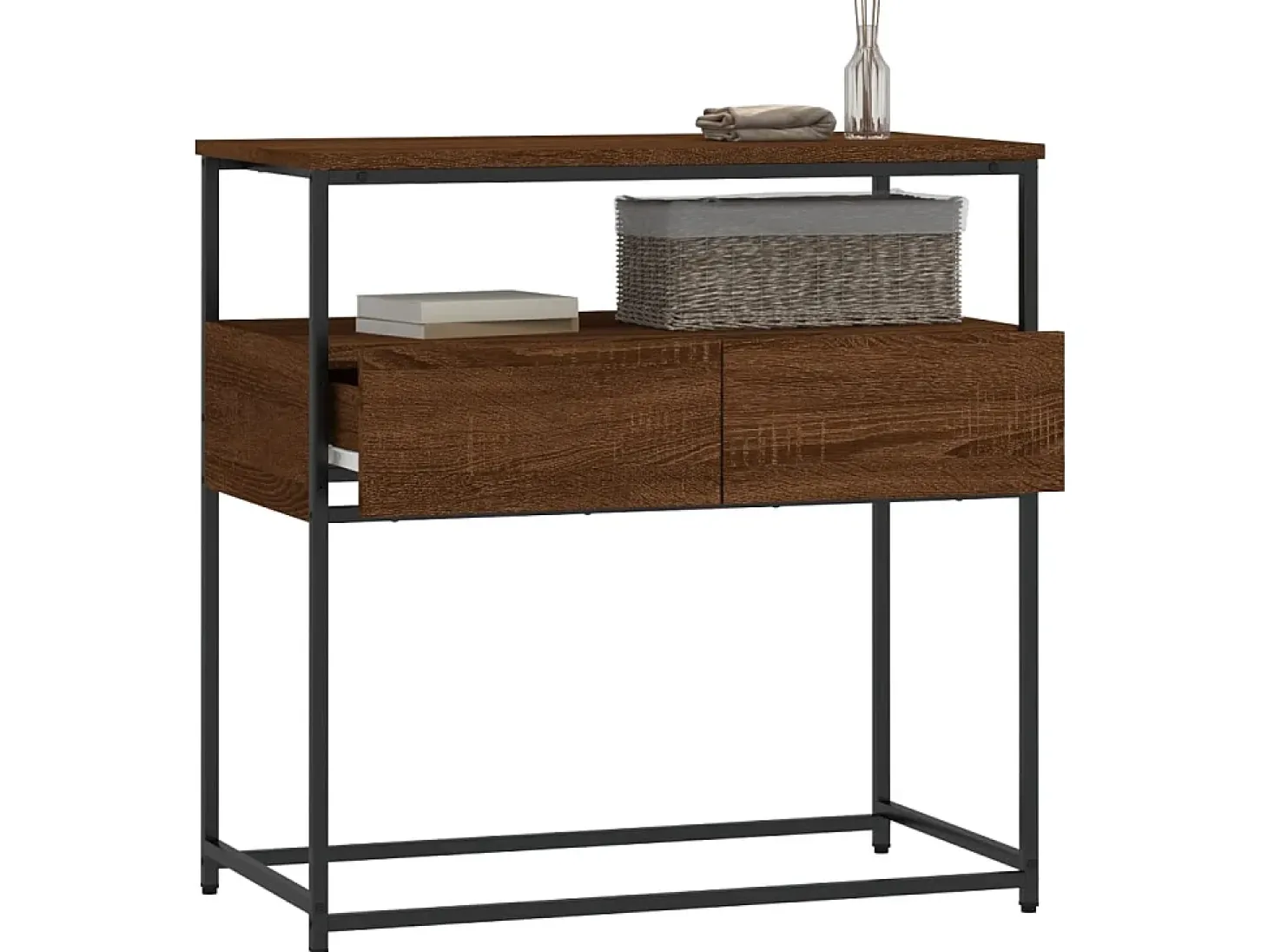 Mesa consola madera de ingeniería marrón roble 75x40x75 cm ES442125