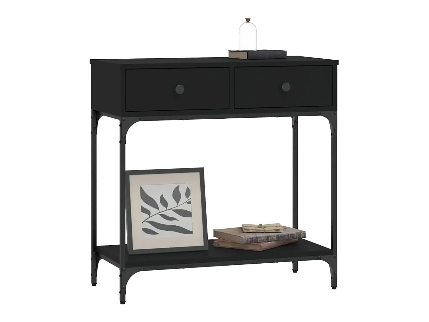 Mesa consola madera de ingeniería negro 75x34,5x75 cm