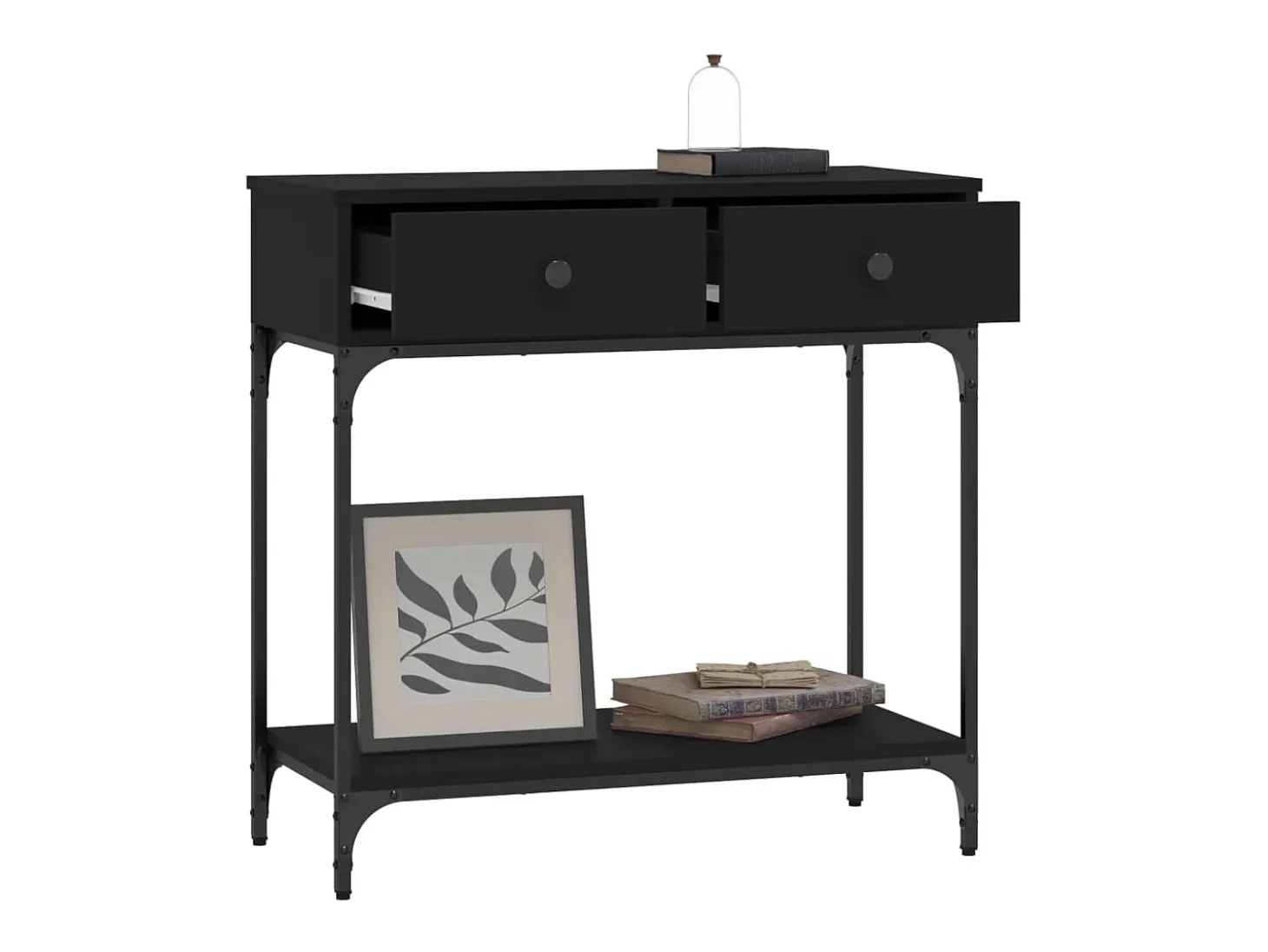 Mesa consola madera de ingeniería negro 75x34,5x75 cm