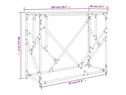 Mesa consola madera de ingeniería gris Sonoma 100x40x80 cm