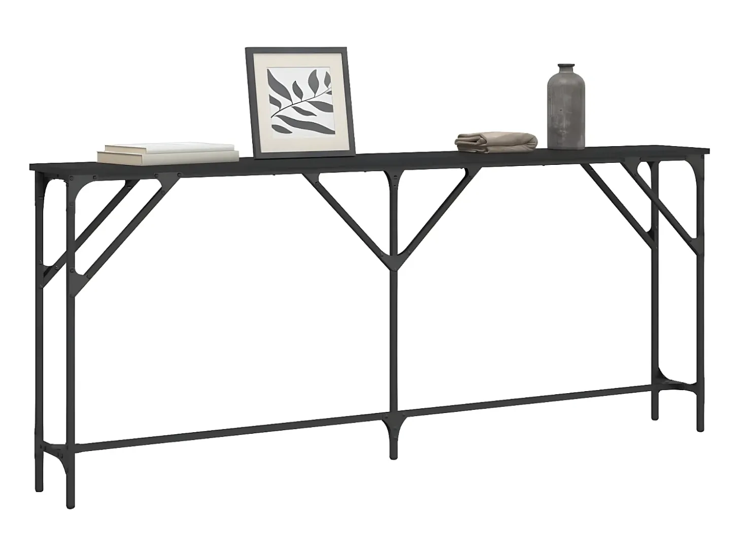 Mesa consola madera de ingeniería negro 180x23x75 cm ES243005