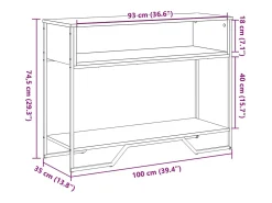 Mesa consola madera de ingeniería roble ahumado 100x35x74,5 cm