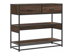 Mesa consola madera de ingeniería marrón roble 90x35x80 cm