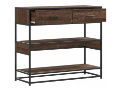 Mesa consola madera de ingeniería marrón roble 90x35x80 cm