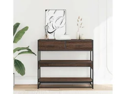 Mesa consola madera de ingeniería marrón roble 90x35x80 cm