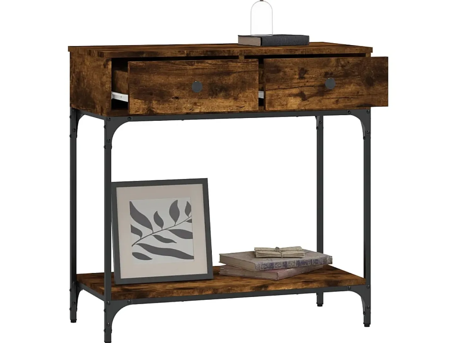 Mesa consola madera de ingeniería roble ahumado 75x34,5x75 cm ES132050