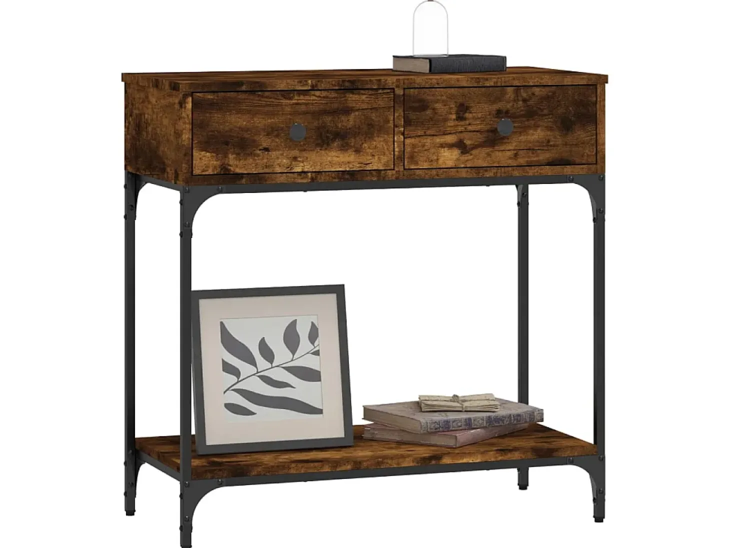Mesa consola madera de ingeniería roble ahumado 75x34,5x75 cm ES132050