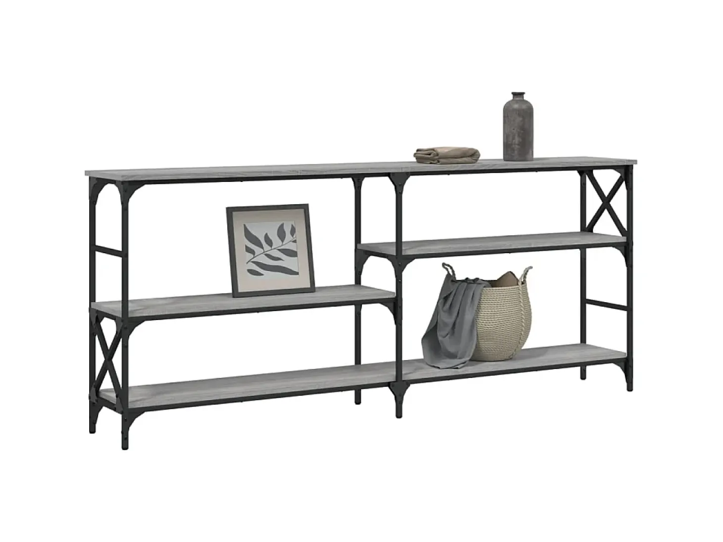 Mesa consola madera de ingeniería gris Sonoma 180x29x76,5 cm ES546842