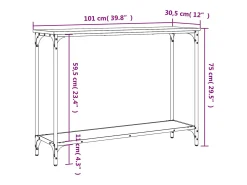 Mesa consola madera de ingeniería negra 101x30,5x75 cm