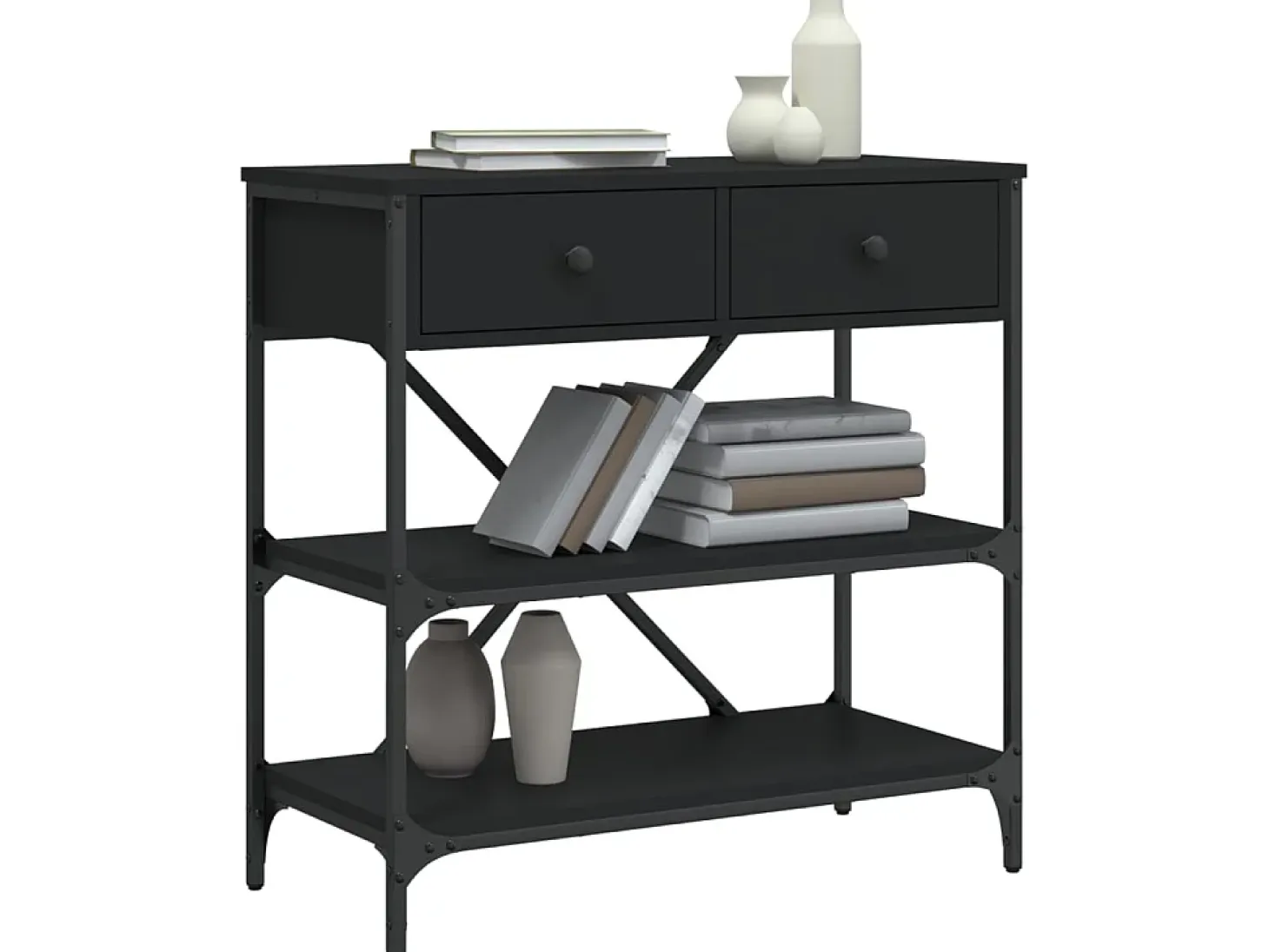 Mesa consola madera de ingeniería negro 75x34,5x75 cm ES777071