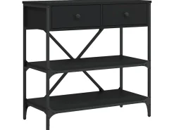 Mesa consola madera de ingeniería negro 75x34,5x75 cm ES777071