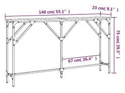 Mesa consola madera de ingeniería roble Sonoma 140x23x75 cm