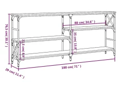 Mesa consola madera de ingeniería gris Sonoma 180x29x76,5 cm