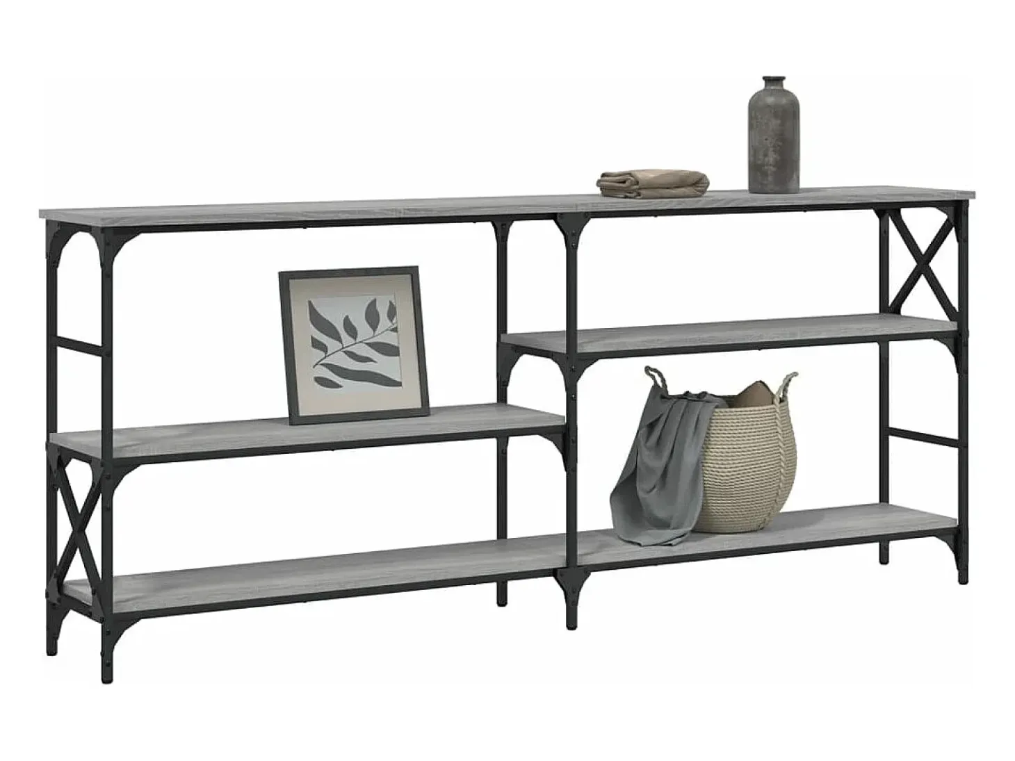 Mesa consola madera de ingeniería gris Sonoma 180x29x76,5 cm