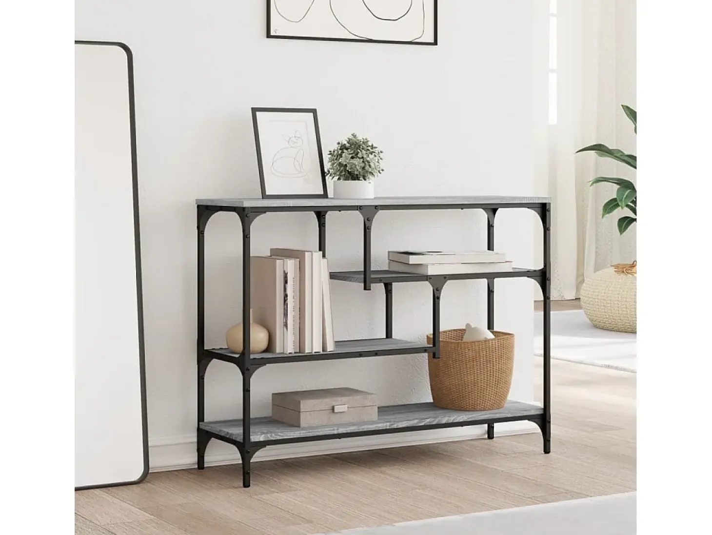 Mesa consola madera de ingeniería gris Sonoma 100x30x75 cm