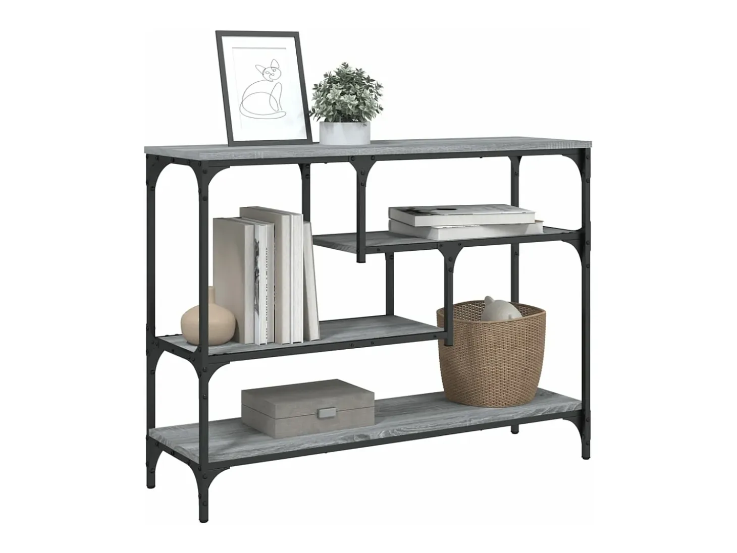 Mesa consola madera de ingeniería gris Sonoma 100x30x75 cm