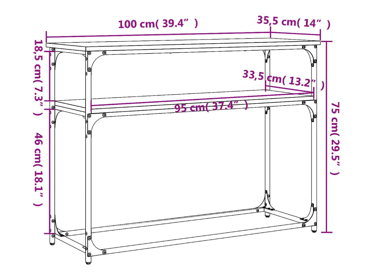 Mesa consola madera de ingeniería roble Sonoma 100x35,5x75 cm