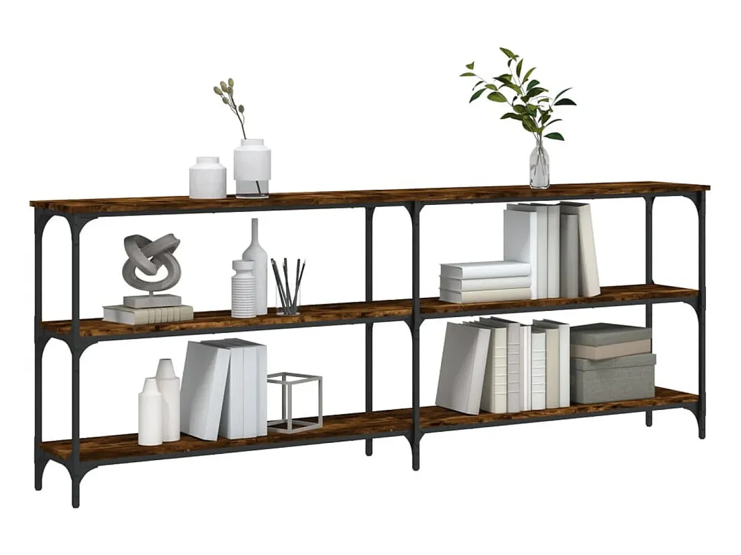 Mesa consola madera de ingeniería roble ahumado 200x29x75 cm ES566172