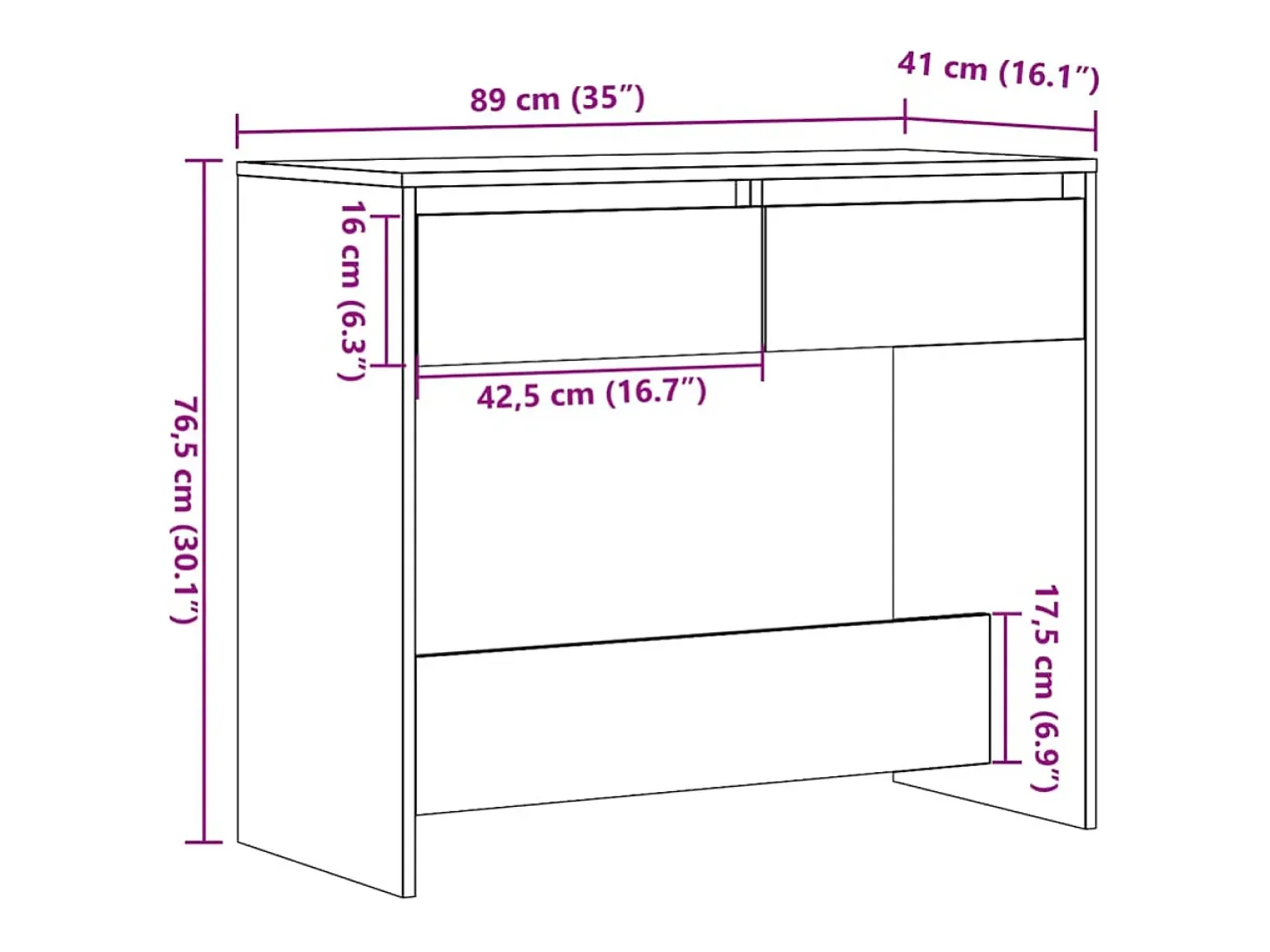 Mesa consola madera ingeniería madera envejecida 89x41x76,5 cm