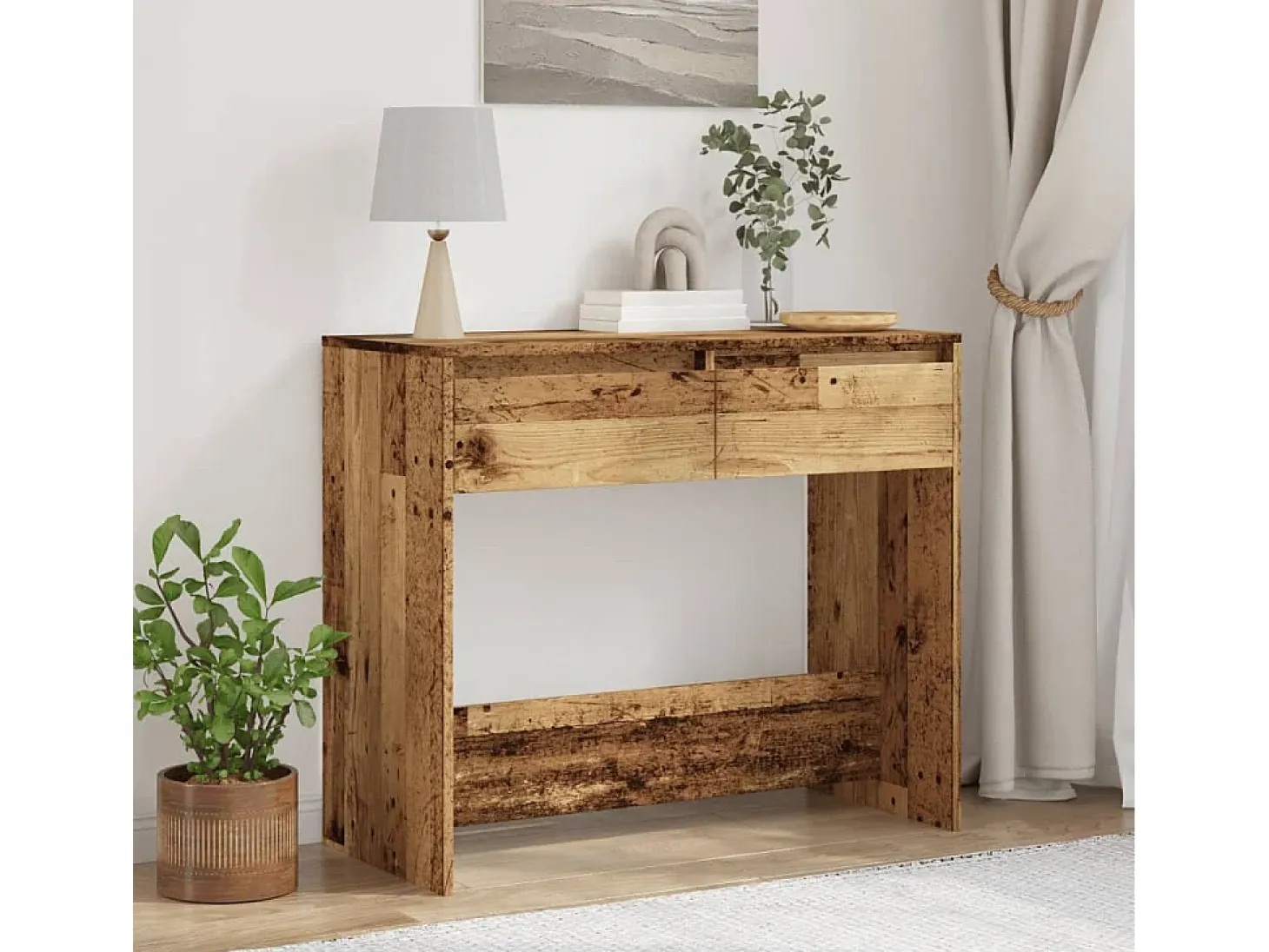 Mesa consola madera ingeniería madera envejecida 89x41x76,5 cm