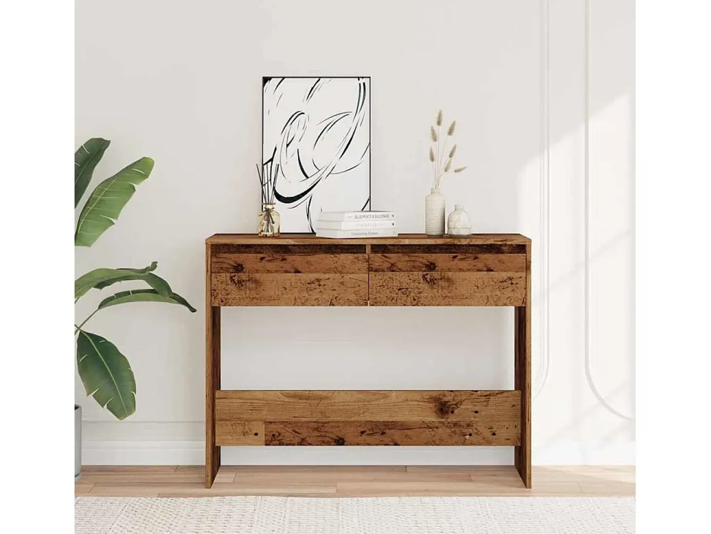 Mesa consola madera ingeniería madera envejecida 100x35x76,5 cm