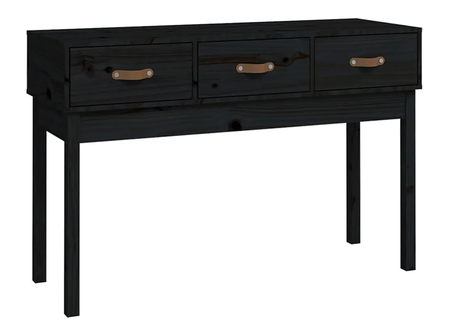 Mesa consola madera maciza de pino negro 114x40x75 cm
