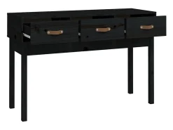 Mesa consola madera maciza de pino negro 114x40x75 cm